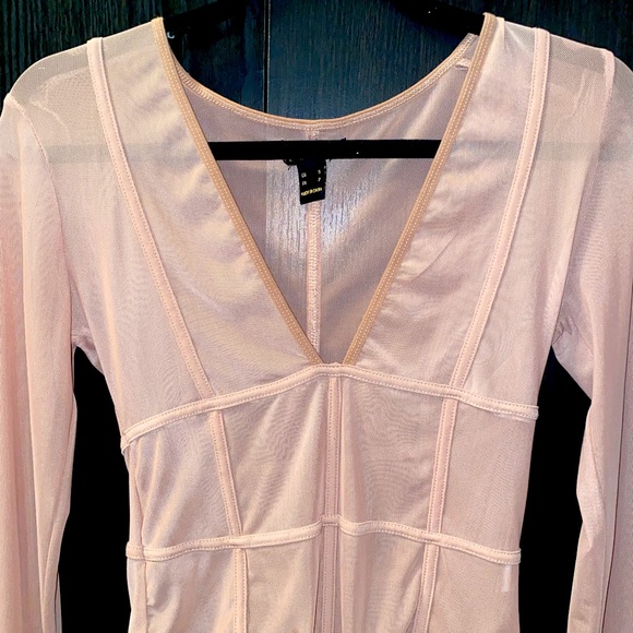 Dusty Pink Mesh Bodysuit - Picture 1 of 2